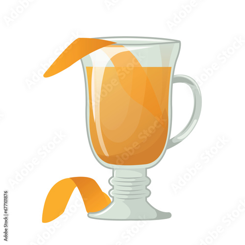 Hot toddy vector illustration. Hot beverage. Flat icon isolated on white background. Cozy time concept. Hand drawn illustration for menu, design, flyer, banner.