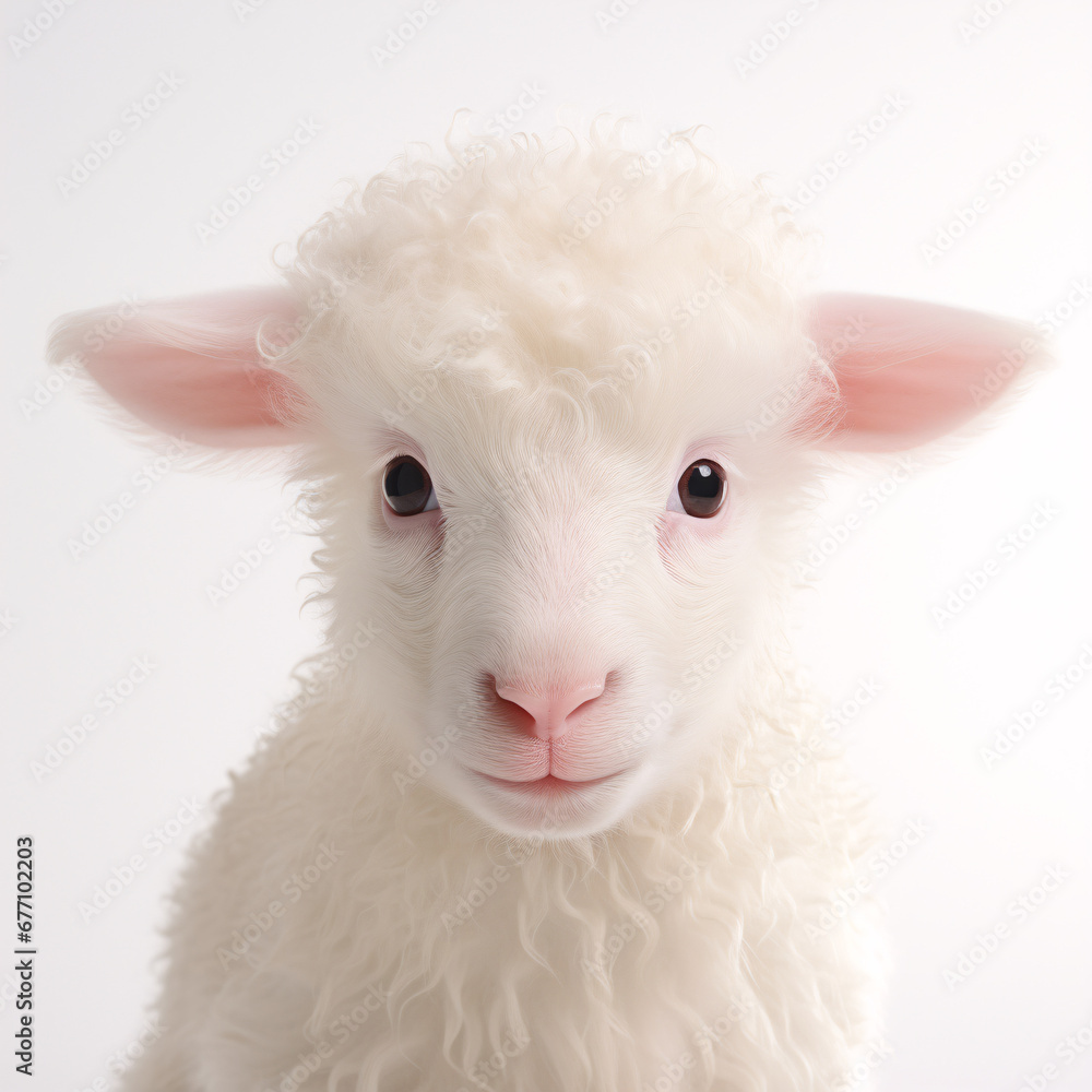 Cute white sheep isolated on light background. Cute white sheep isolated on light background.