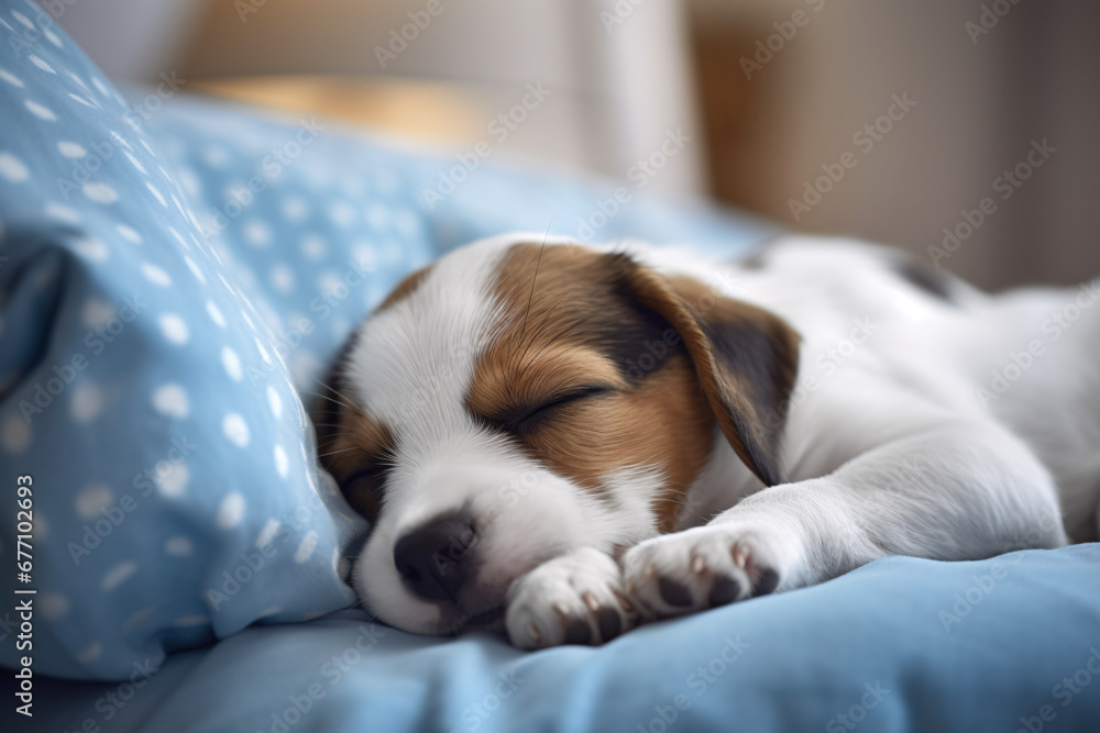 Cute Dog Enjoying a Cozy Nap in Comfortable Bed Cute Dog Enjoying a Cozy Nap in Comfortable Bed