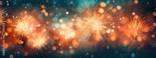 Dark Orange and Light Aquamarine Bokeh Firework