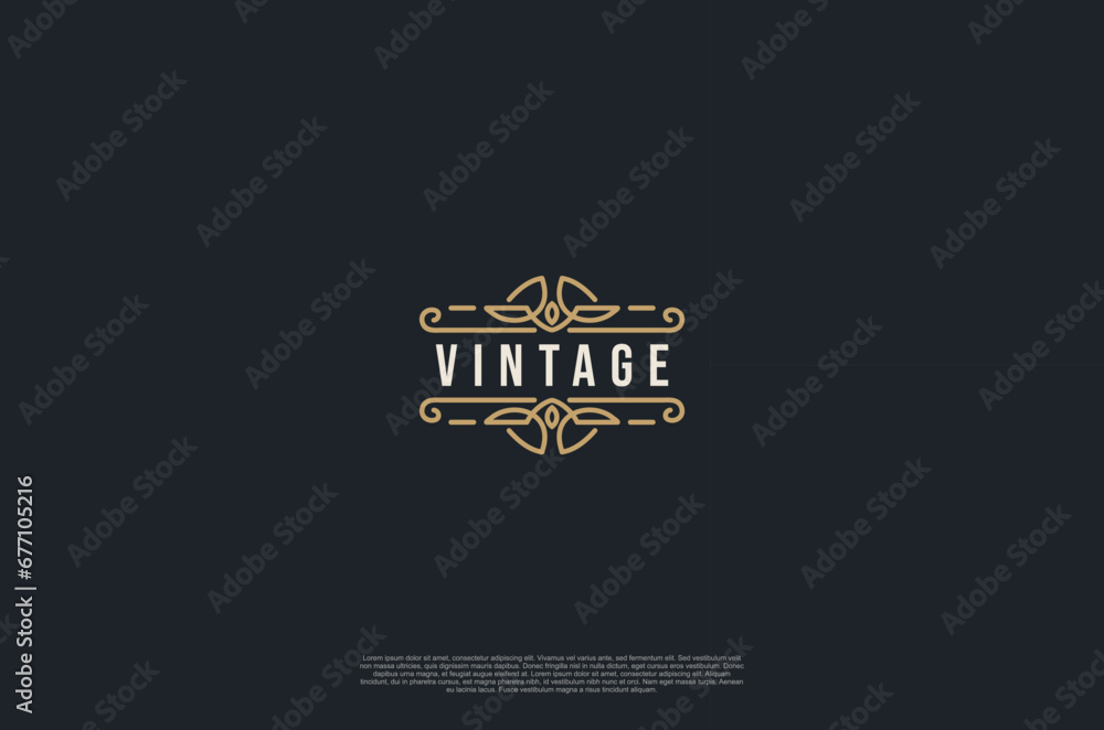 Fototapeta premium Old vintage label ornament logo antique label art decorations. Vector design element
