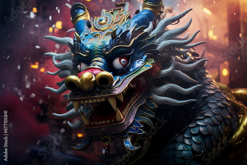 Blue Chinese Dragon symbol of 2024. Chinese New Year © Canvas Alchemy