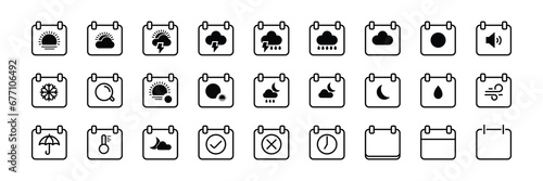 calendar and weather logo icon, weather calendar deadline notification, event notification, time and date, event organizer
