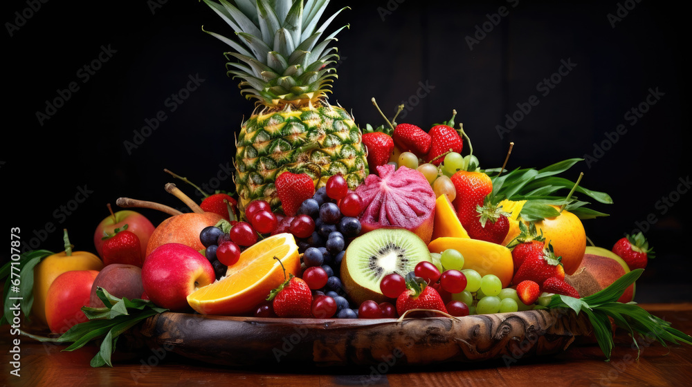 Exotic Tropical Fruit Platter - Vibrant Array of Ripe and Juicy Flavors - Photorealistic Fruit Photography Exotic Tropical Fruit Platter - Vibrant Array of Ripe and Juicy Flavors - Photorealistic Fruit Photography