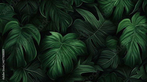 Esotic dark green leaf background concept ai generated image