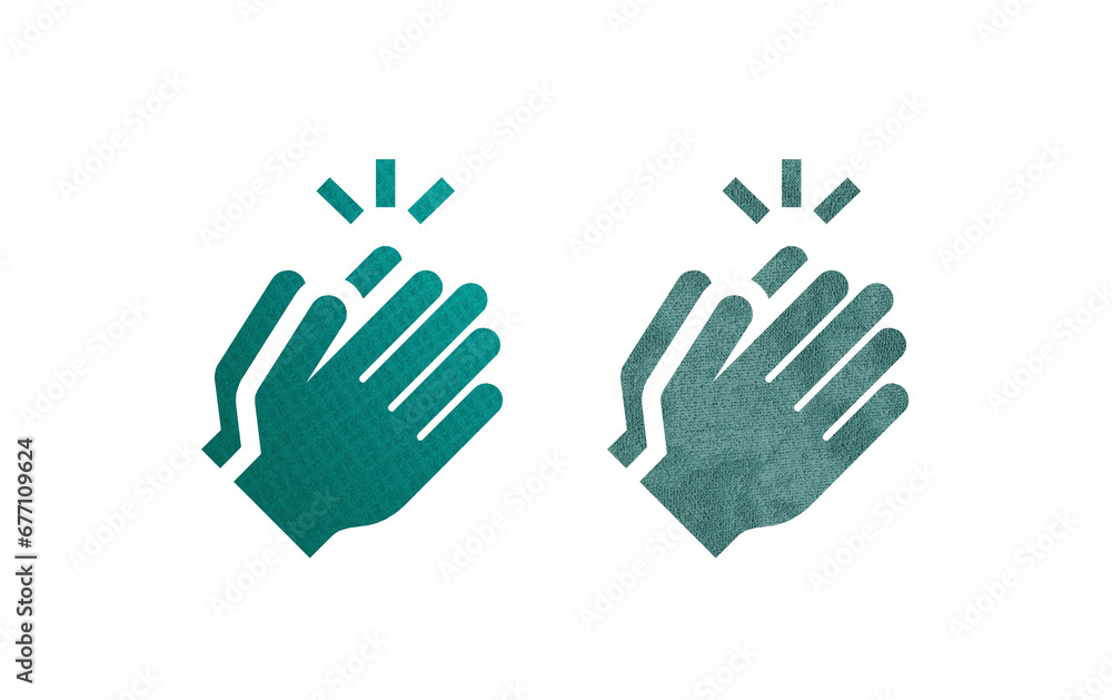 Fototapeta premium Calp hand icon symbol green with texture