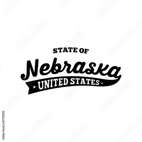 State of Nebraska lettering design. Nebraska, United States, typography design. Nebraska, text design. Vector and illustration. 