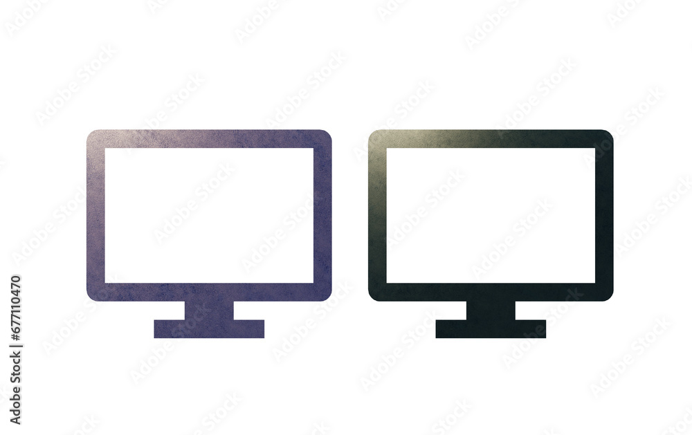 Monitor icon symbol gray and black with texture Monitor icon symbol gray and black with texture