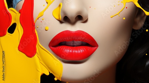 A colorful close-up of a creative image with artistic expression of young woman with beautiful mouth © senadesign