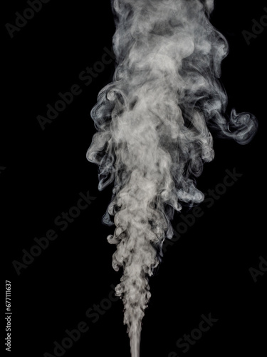 Effect of rising white smoke isolated on a black background