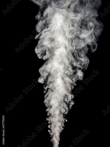 White smoke steam rising up against a black background