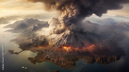 fire burning in the mountain by vulacano eartquake
