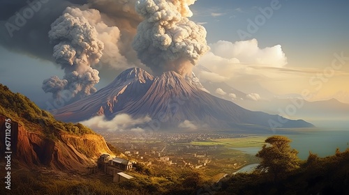 fire burning in the mountain by vulacano eartquake