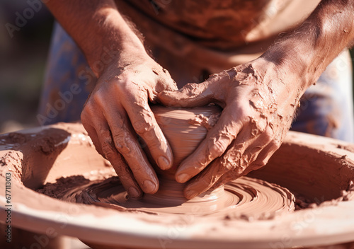 hands in clay making pottery