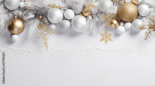 Elegant Christmas decorations with gold and white theme