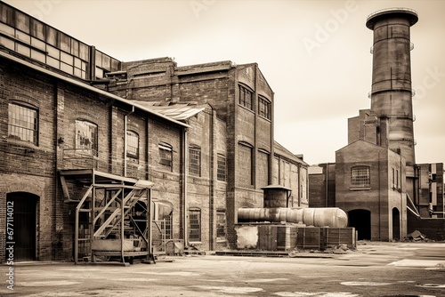 19th-Century Brick Factory in Vintage Black and White  photo