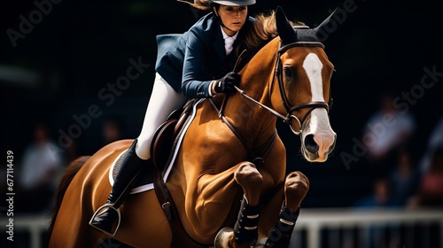 Action-Packed Equestrian Show Jumping with Horse and Rider © Kristian