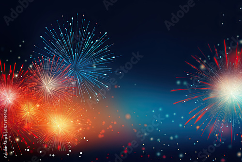 Colourful fireworks show in the night sky for wallpaper  presentation and gift card design