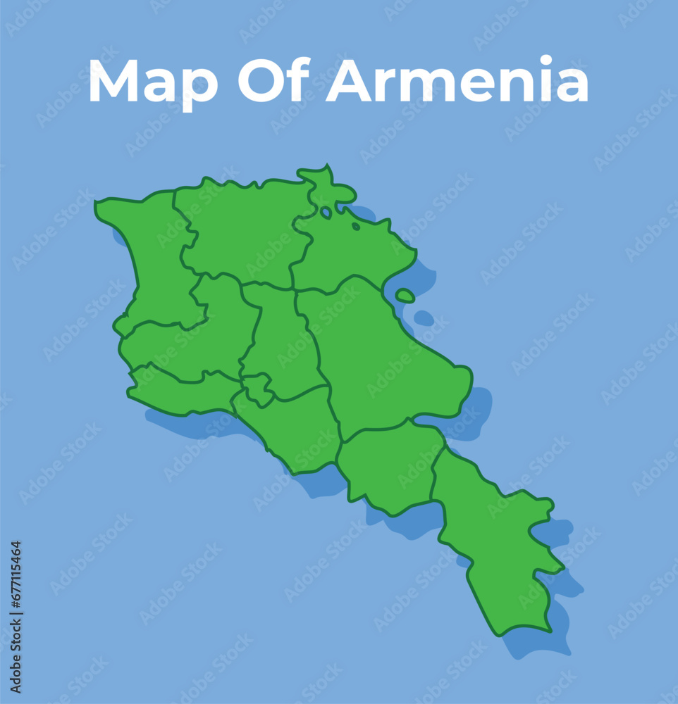 Detailed map of Armenia country in green vector illustration
