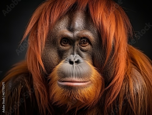 orangutan isolated on a black background.