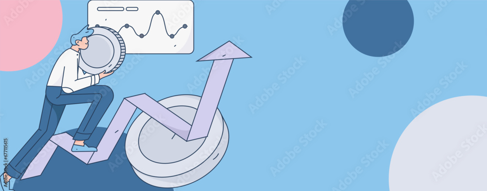 Internet financial management investment flat vector concept operation hand drawn illustration
