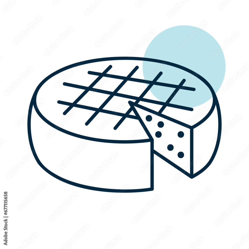 Head hard cheese with a slice cut out vector icon Head hard cheese with a slice cut out vector icon