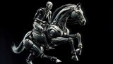 Futuristic robot riding a horse