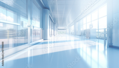 blue corridor in a modern office Generated by AI