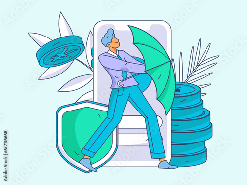 Internet financial management investment flat vector concept operation hand drawn illustration
