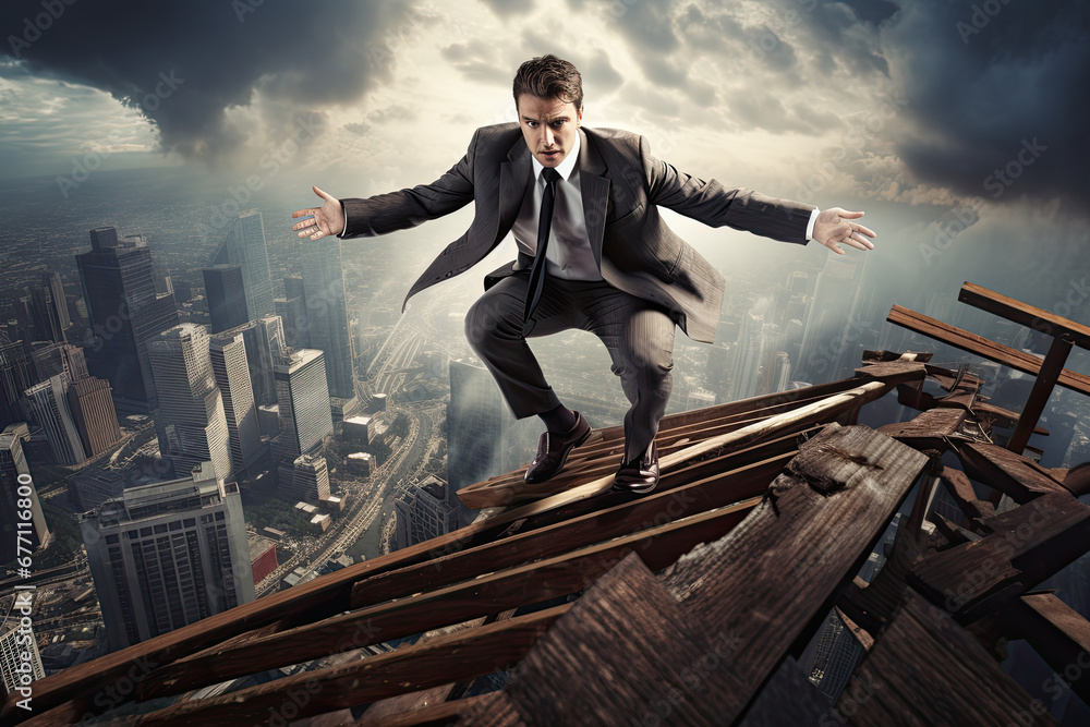 An illustration of a business man in managing any potential risk in his business