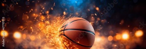 Vibrant basketball smoothly gliding through the basketball hoop in an incredible action shot