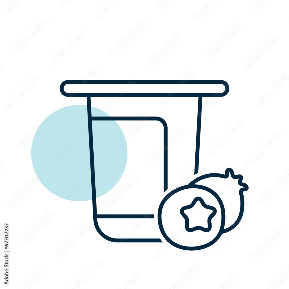 Yogurt cup with flavor blueberry vector icon Yogurt cup with flavor blueberry vector icon
