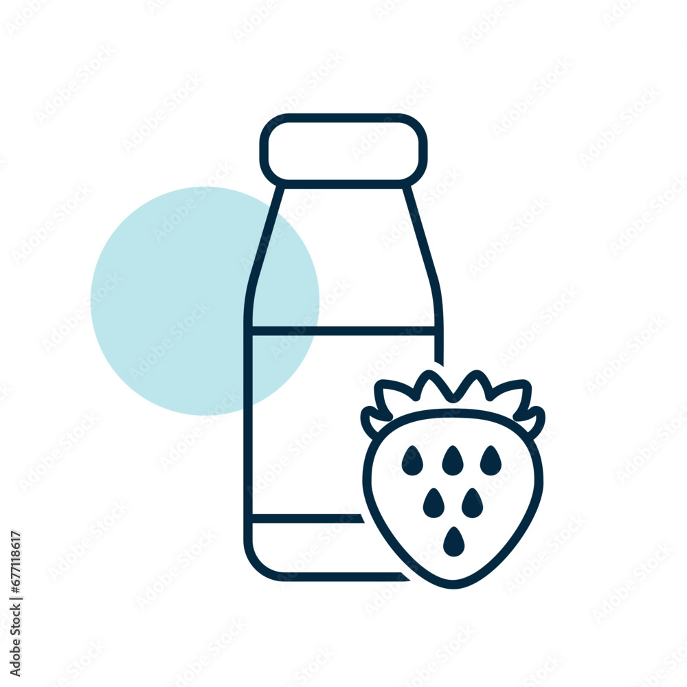 Yoghurt bottle with flavor strawberry vector icon Yoghurt bottle with flavor strawberry vector icon
