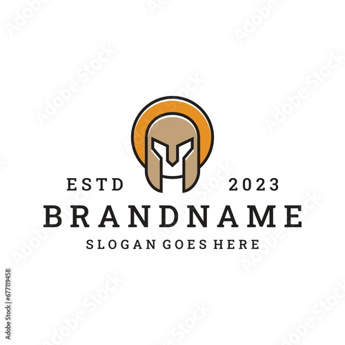 Spartan logo design template ,Helmet logo design concept .