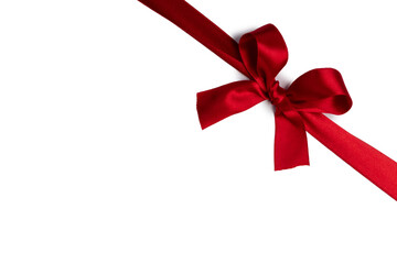 Red gift bow on white