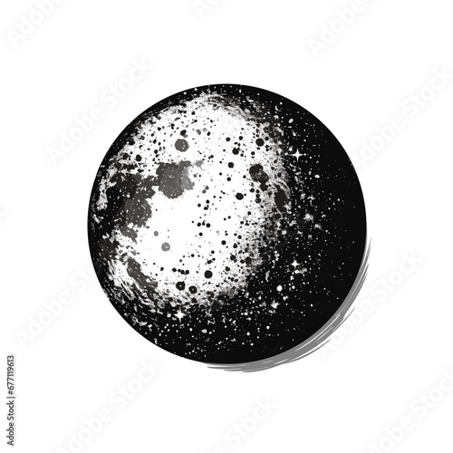 Moon hand-drawn comic illustration. Moon. Vector doodle style cartoon illustration