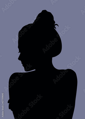 Sad Girl Black Silhouette Back View