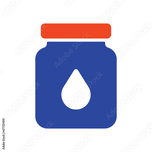 Glass jar with milk vector icon