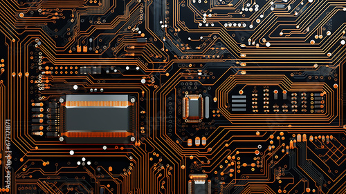 Circuit Board Abstraction' with an Abstract Technology Background. Detailed Circuitry Patterns