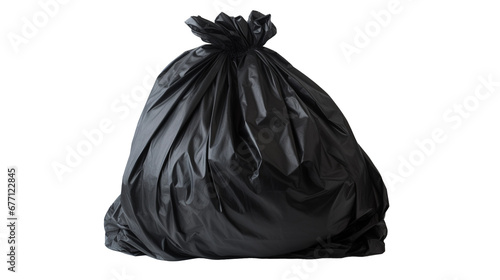 Black garbage bag isolated on transparent background, image with background removed, created with Generative Ai technology. © Viktor
