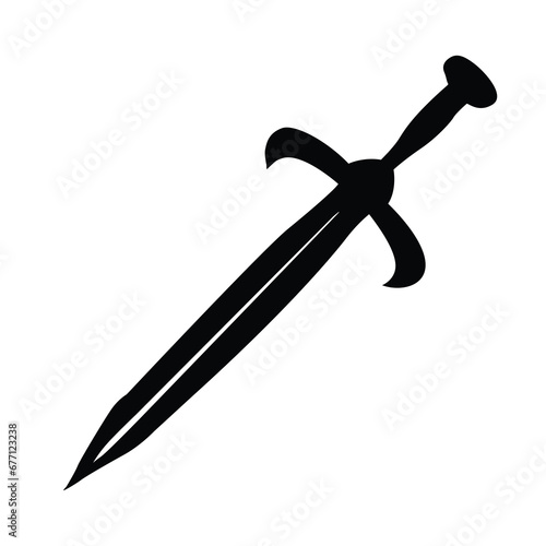 Sword black flat silhouette vector. Black sword isolated vector illustration.