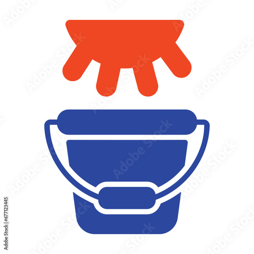 Cow udder and buckets. Fresh milk vector icon