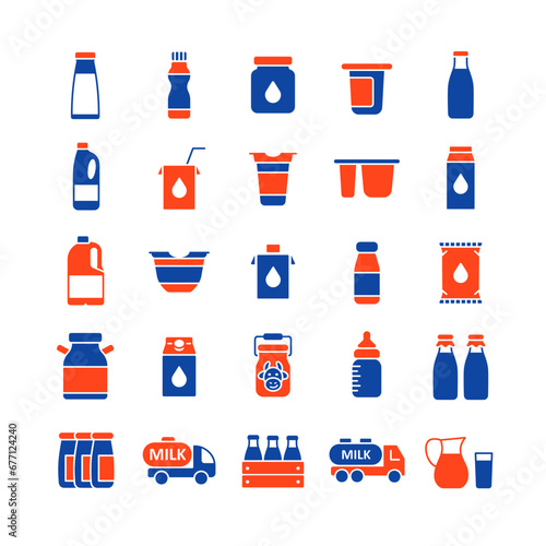 Milk cans and bottles vector icon
