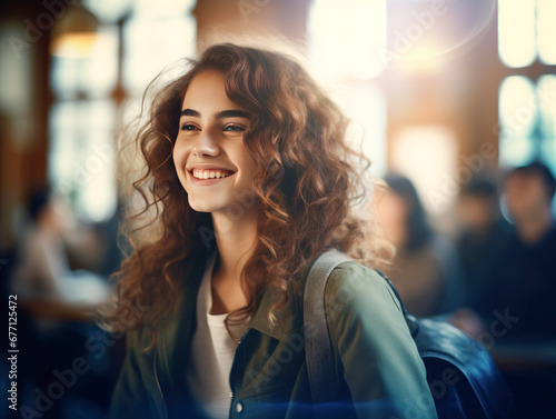 Wallpaper Mural Smart college girl standing at college campus Torontodigital.ca