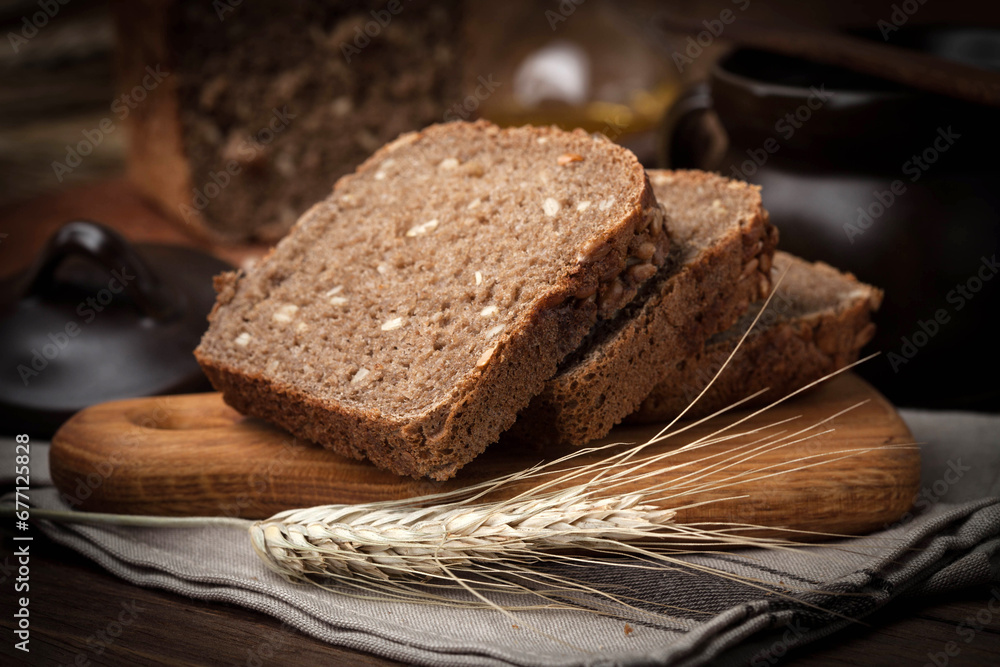 Wholemeal bread with sunflower seeds. Wholemeal bread with sunflower seeds.