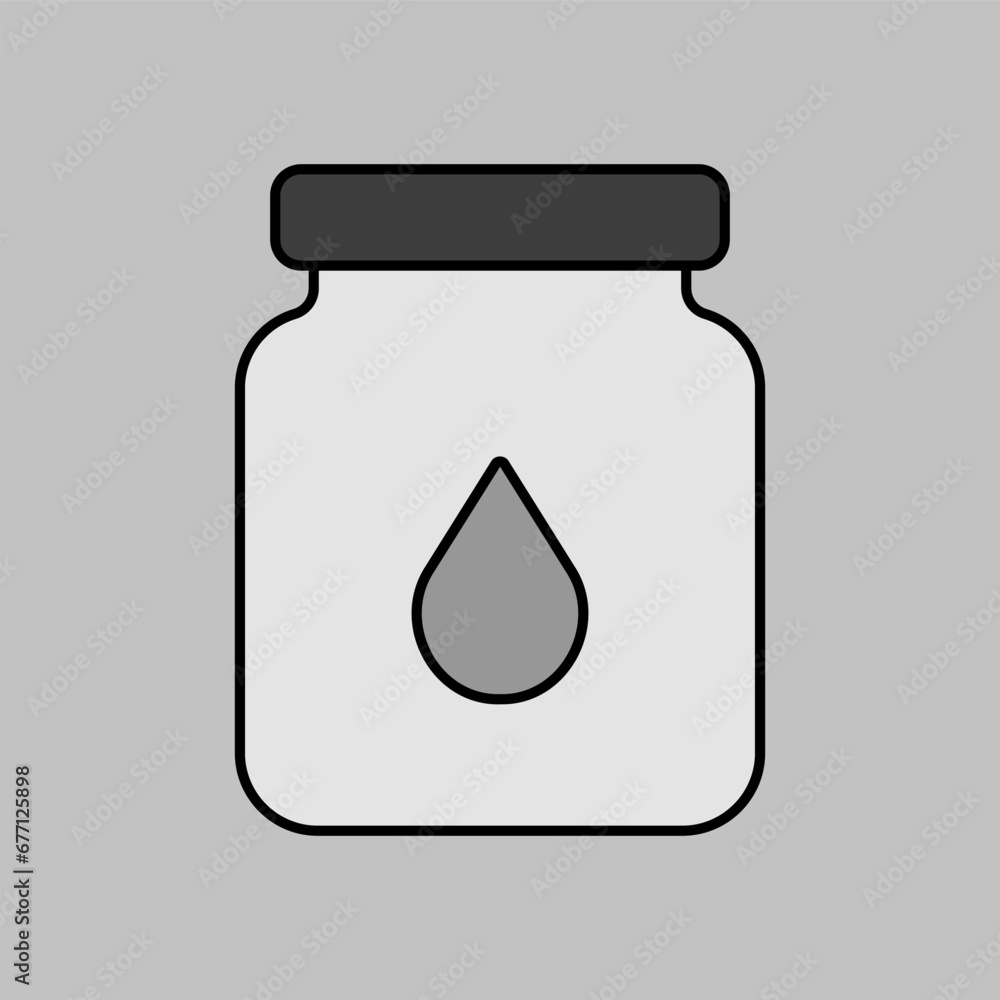 Glass jar with milk vector grayscale icon Glass jar with milk vector grayscale icon