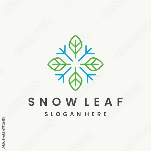 Snow leaf logo template vector illustration design