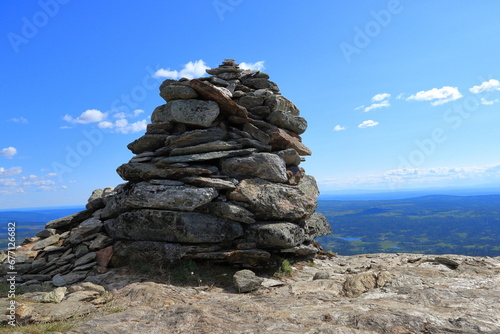 Pile of rocks at the top of a mountain. Ansätten, Jämtland, Sweden.