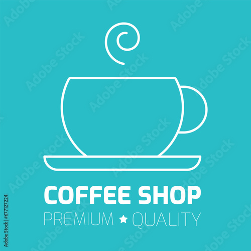 Simple coffee shop logo. Line icon with cup of coffee