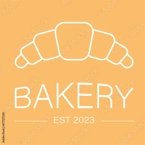 Simple bakery logo. Line icon with croissant